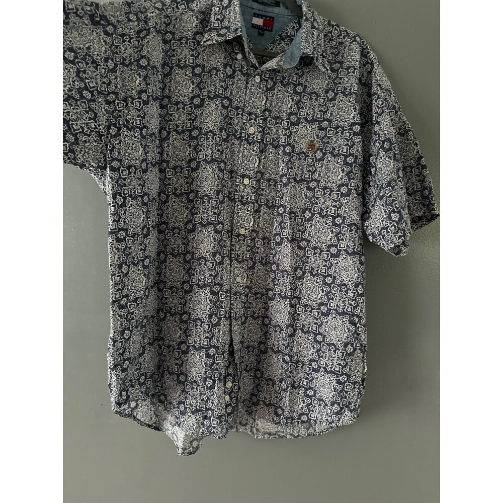 Vintage Tommy Hilfiger Men’s M Linen Blend Shirt Short Sleeve Casual Classic - Picture 2 of 5